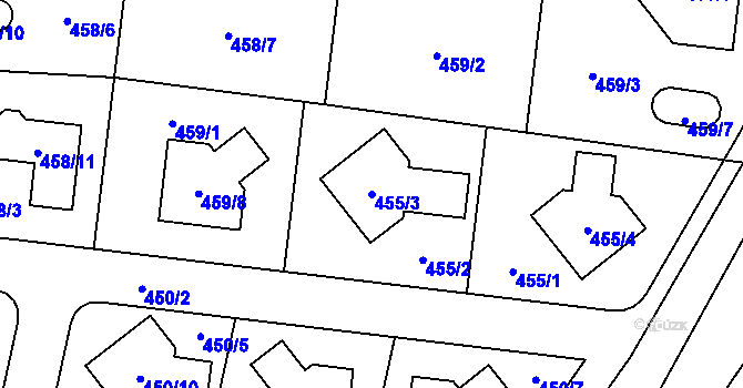 Parcela st. 455/3 v KÚ Újezd, Katastrální mapa