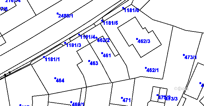 Parcela st. 461 v KÚ Újezd, Katastrální mapa