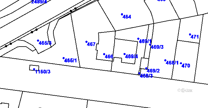 Parcela st. 466 v KÚ Újezd, Katastrální mapa