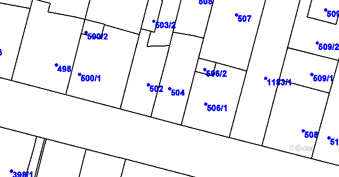 Parcela st. 504 v KÚ Újezd, Katastrální mapa