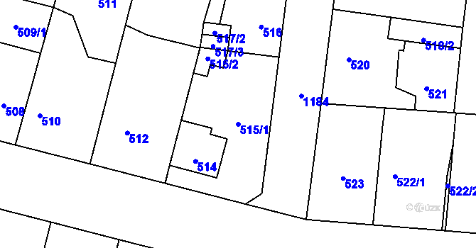 Parcela st. 515/1 v KÚ Újezd, Katastrální mapa