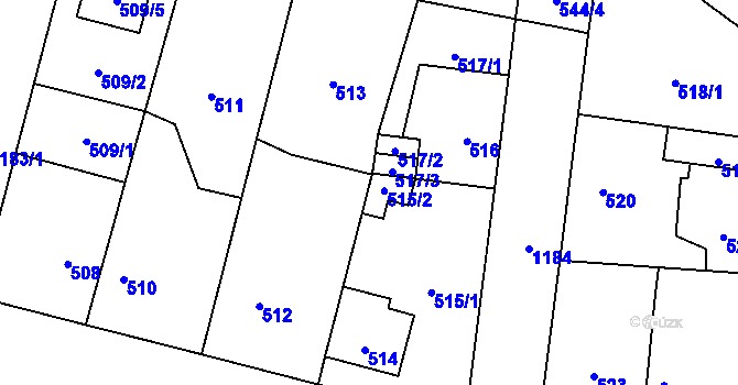 Parcela st. 515/2 v KÚ Újezd, Katastrální mapa