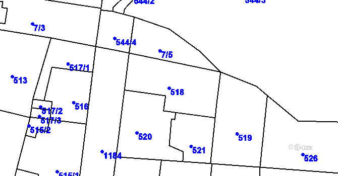 Parcela st. 518 v KÚ Újezd, Katastrální mapa