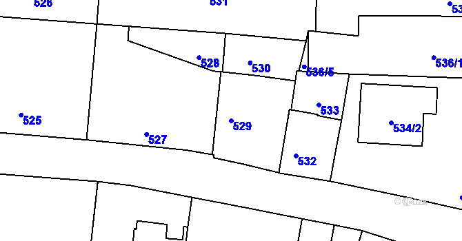 Parcela st. 529 v KÚ Újezd, Katastrální mapa