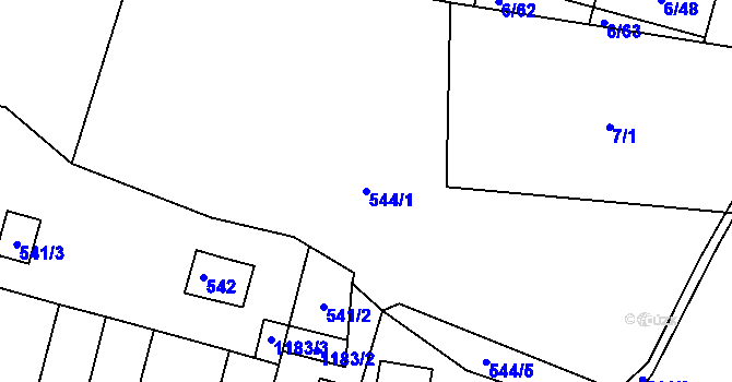 Parcela st. 544/1 v KÚ Újezd, Katastrální mapa
