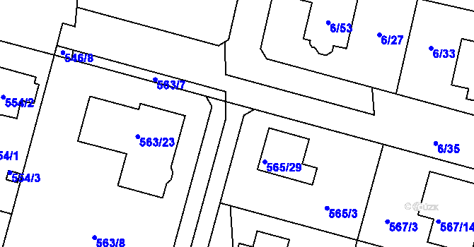 Parcela st. 565/2 v KÚ Újezd, Katastrální mapa
