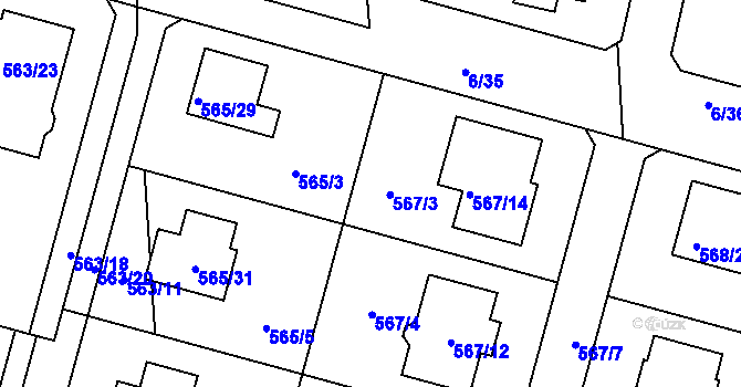 Parcela st. 565/4 v KÚ Újezd, Katastrální mapa