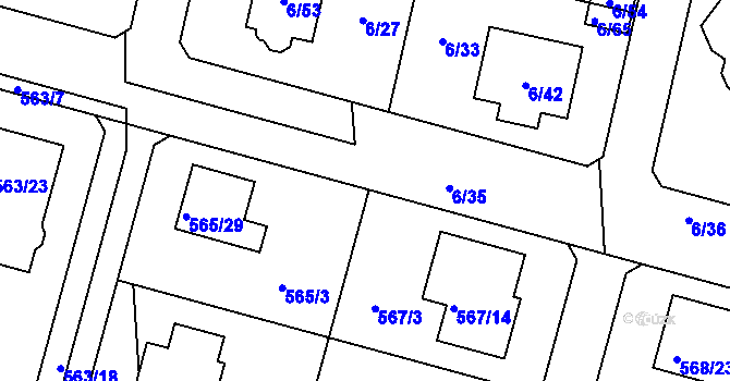 Parcela st. 567/2 v KÚ Újezd, Katastrální mapa