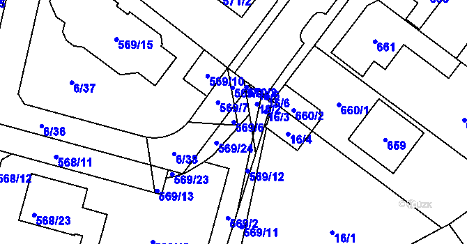 Parcela st. 569/6 v KÚ Újezd, Katastrální mapa