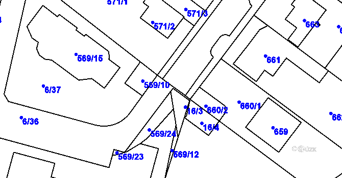 Parcela st. 570/2 v KÚ Újezd, Katastrální mapa