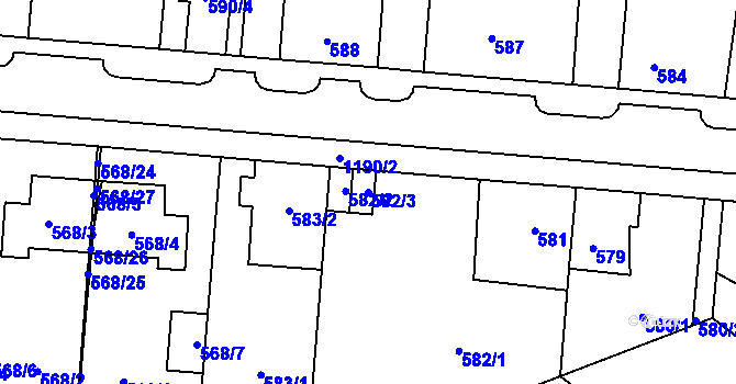 Parcela st. 582/3 v KÚ Újezd, Katastrální mapa
