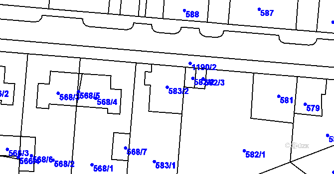 Parcela st. 583/2 v KÚ Újezd, Katastrální mapa