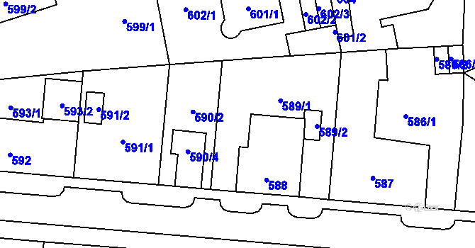 Parcela st. 590/1 v KÚ Újezd, Katastrální mapa