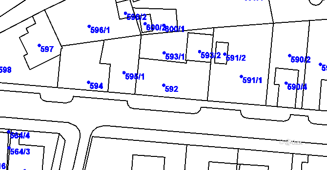 Parcela st. 592 v KÚ Újezd, Katastrální mapa