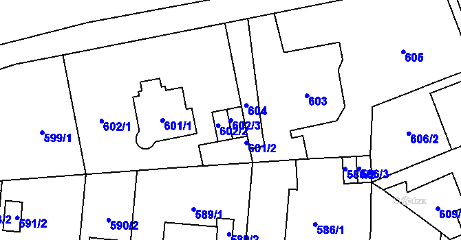 Parcela st. 602/3 v KÚ Újezd, Katastrální mapa