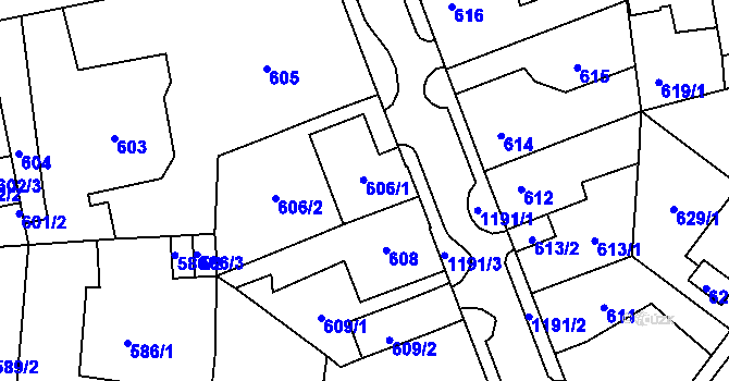 Parcela st. 606 v KÚ Újezd, Katastrální mapa