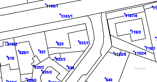 Parcela st. 622/1 v KÚ Újezd, Katastrální mapa