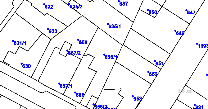 Parcela st. 656/1 v KÚ Újezd, Katastrální mapa