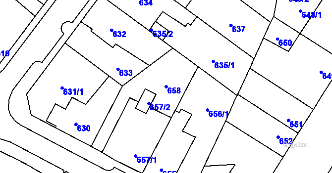 Parcela st. 658 v KÚ Újezd, Katastrální mapa