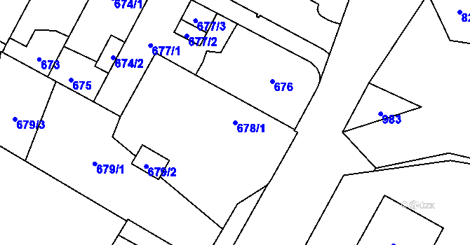 Parcela st. 678/1 v KÚ Újezd, Katastrální mapa