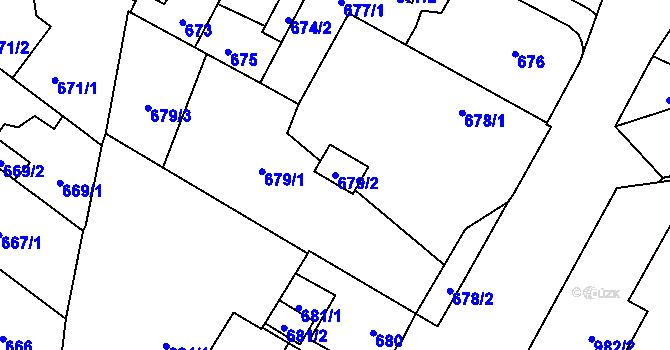 Parcela st. 679/2 v KÚ Újezd, Katastrální mapa