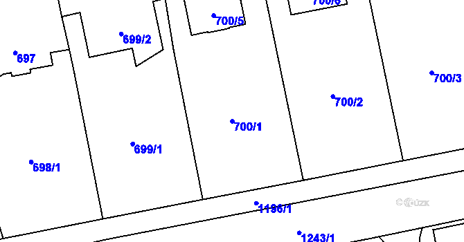 Parcela st. 700/1 v KÚ Újezd, Katastrální mapa