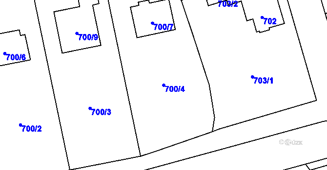 Parcela st. 700/4 v KÚ Újezd, Katastrální mapa