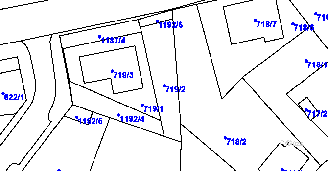 Parcela st. 719/2 v KÚ Újezd, Katastrální mapa