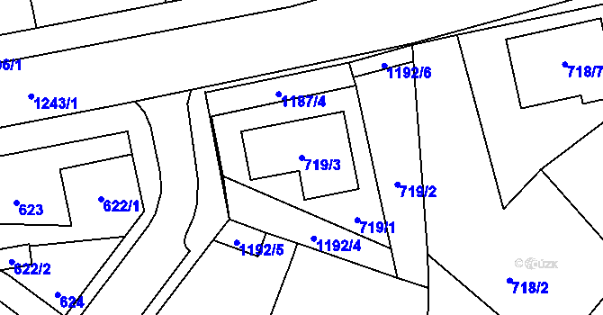 Parcela st. 719/3 v KÚ Újezd, Katastrální mapa