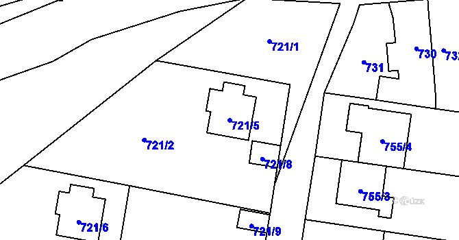 Parcela st. 721/5 v KÚ Újezd, Katastrální mapa