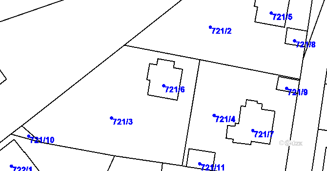 Parcela st. 721/6 v KÚ Újezd, Katastrální mapa