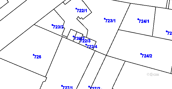 Parcela st. 722/4 v KÚ Újezd, Katastrální mapa