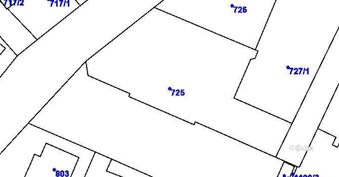 Parcela st. 725 v KÚ Újezd, Katastrální mapa