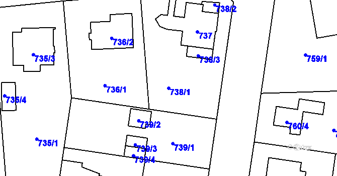 Parcela st. 738/1 v KÚ Újezd, Katastrální mapa