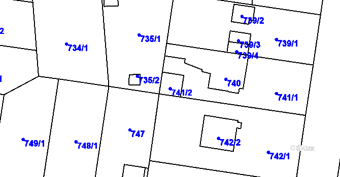 Parcela st. 741/2 v KÚ Újezd, Katastrální mapa