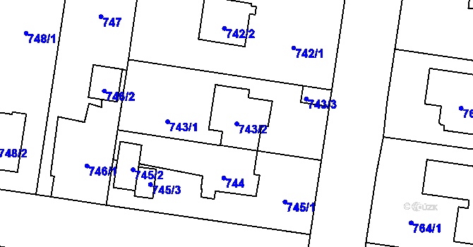 Parcela st. 743/2 v KÚ Újezd, Katastrální mapa