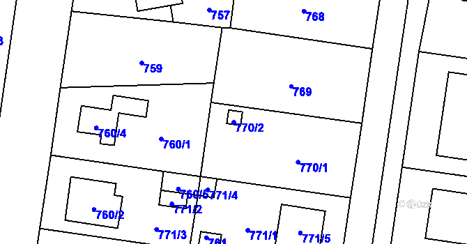 Parcela st. 770/2 v KÚ Újezd, Katastrální mapa