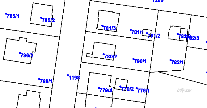 Parcela st. 780/2 v KÚ Újezd, Katastrální mapa