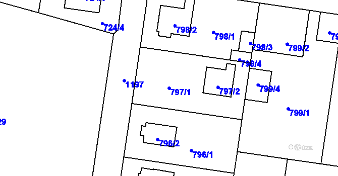 Parcela st. 797/1 v KÚ Újezd, Katastrální mapa