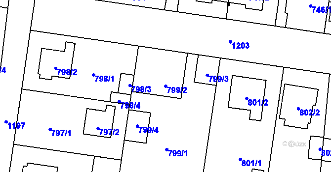 Parcela st. 799/2 v KÚ Újezd, Katastrální mapa