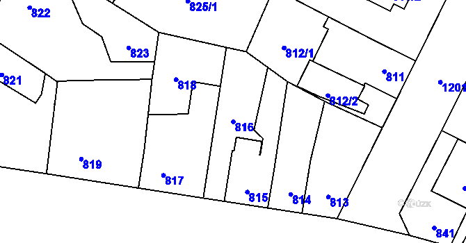 Parcela st. 816 v KÚ Újezd, Katastrální mapa