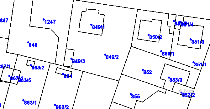 Parcela st. 849/2 v KÚ Újezd, Katastrální mapa