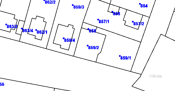 Parcela st. 859/2 v KÚ Újezd, Katastrální mapa