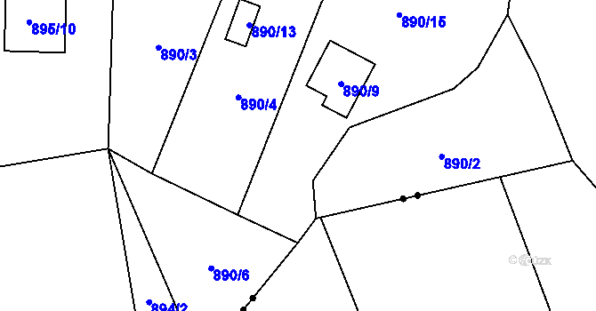 Parcela st. 890/5 v KÚ Újezd, Katastrální mapa