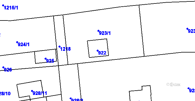 Parcela st. 922 v KÚ Újezd, Katastrální mapa