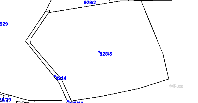 Parcela st. 928/5 v KÚ Újezd, Katastrální mapa