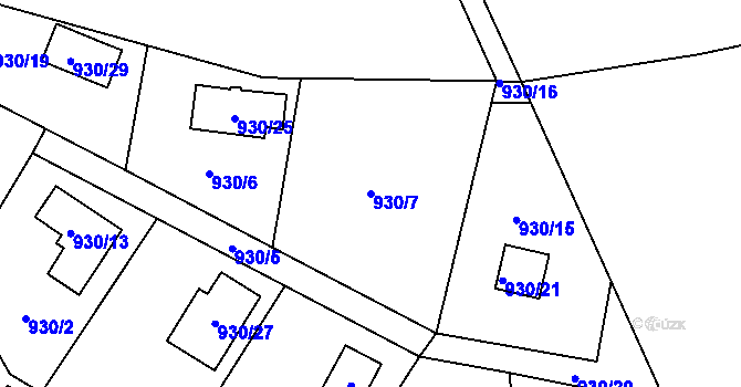 Parcela st. 930/7 v KÚ Újezd, Katastrální mapa