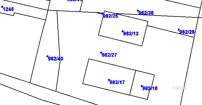 Parcela st. 982/27 v KÚ Újezd, Katastrální mapa