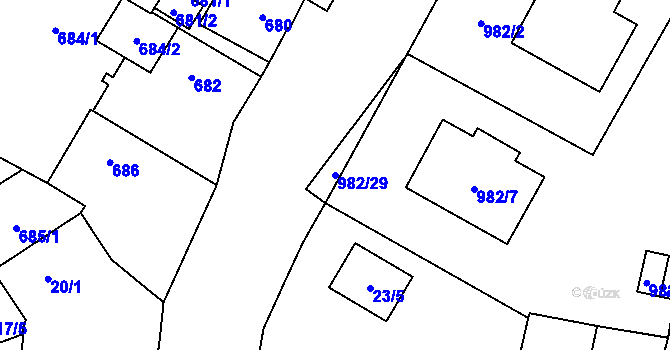 Parcela st. 982/29 v KÚ Újezd, Katastrální mapa
