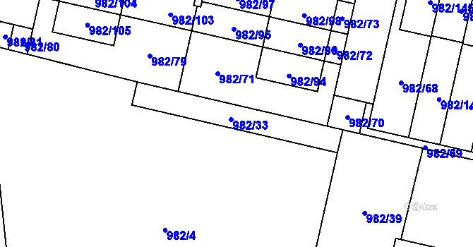 Parcela st. 982/33 v KÚ Újezd, Katastrální mapa